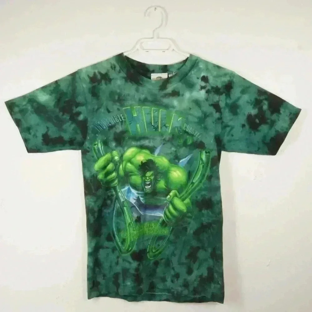 RARE Vintage The Incredible Hulk Universal Studios Green  Tie Dye Shirt